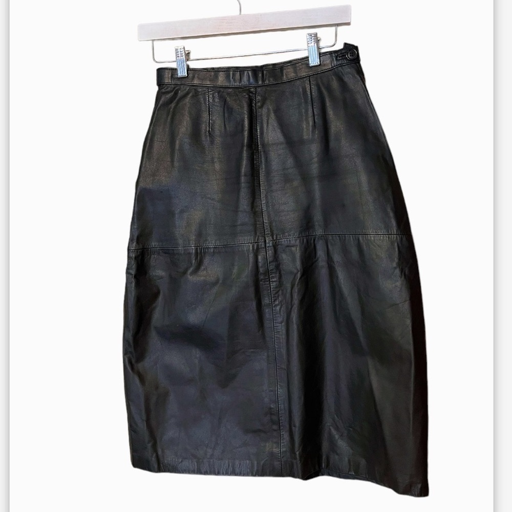 Vintage 100% Leather High Rise Skirt